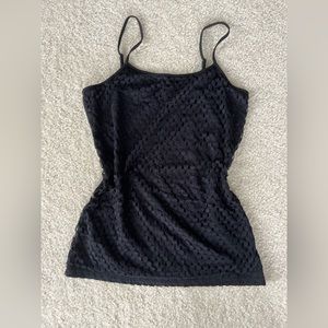 LOFT - Women’s Black Lace Front Tank/Camisole W/ Spaghetti Straps, Coquette, Y2K